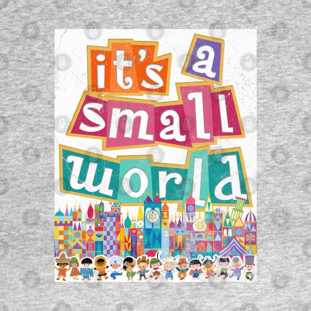 its a small world - distressed vintage park ride print by Kelly Design Company by KellyDesignCompany